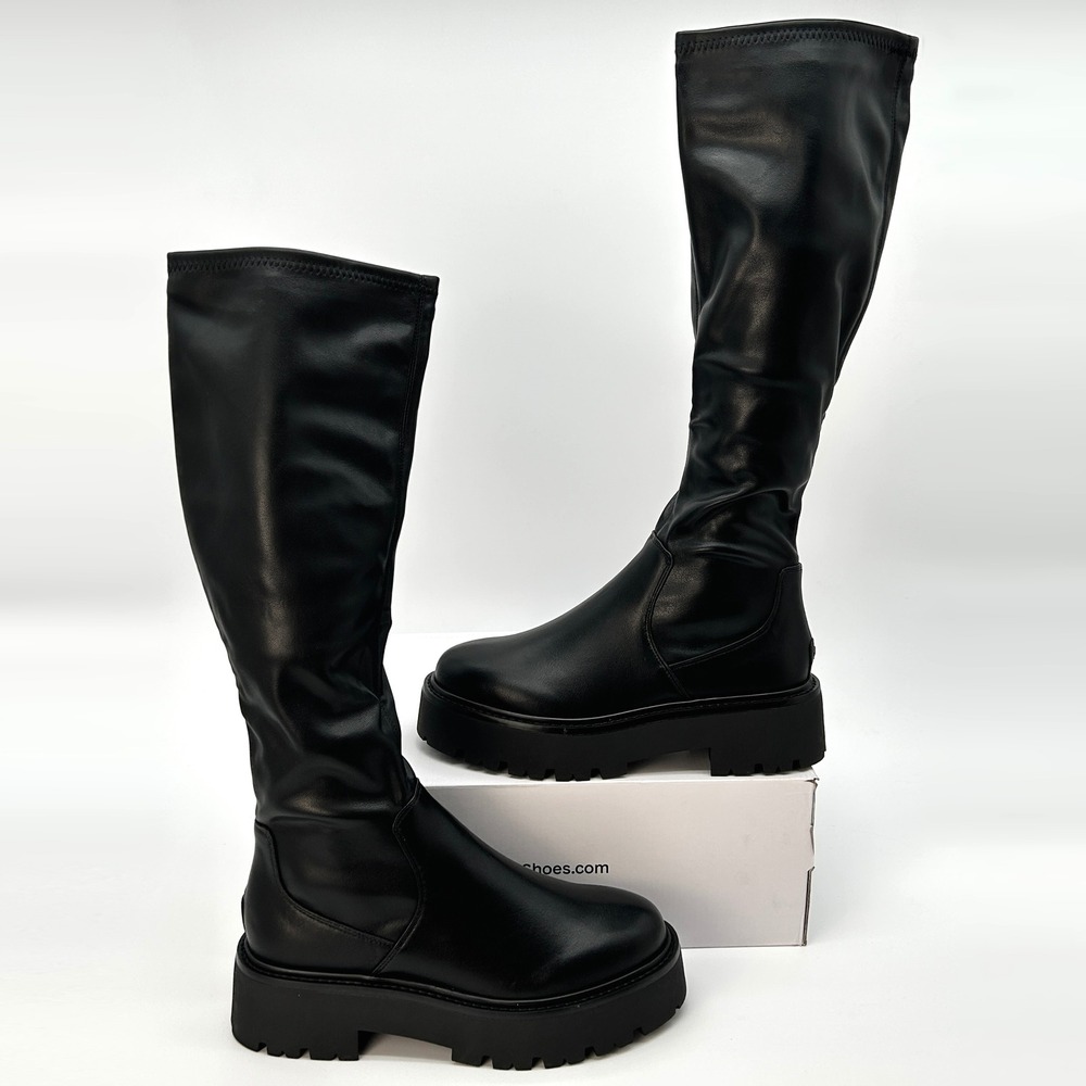 Platform Knee High Boots ALDO Carelden Womens Size 9 Black Stretch Shaft NEW